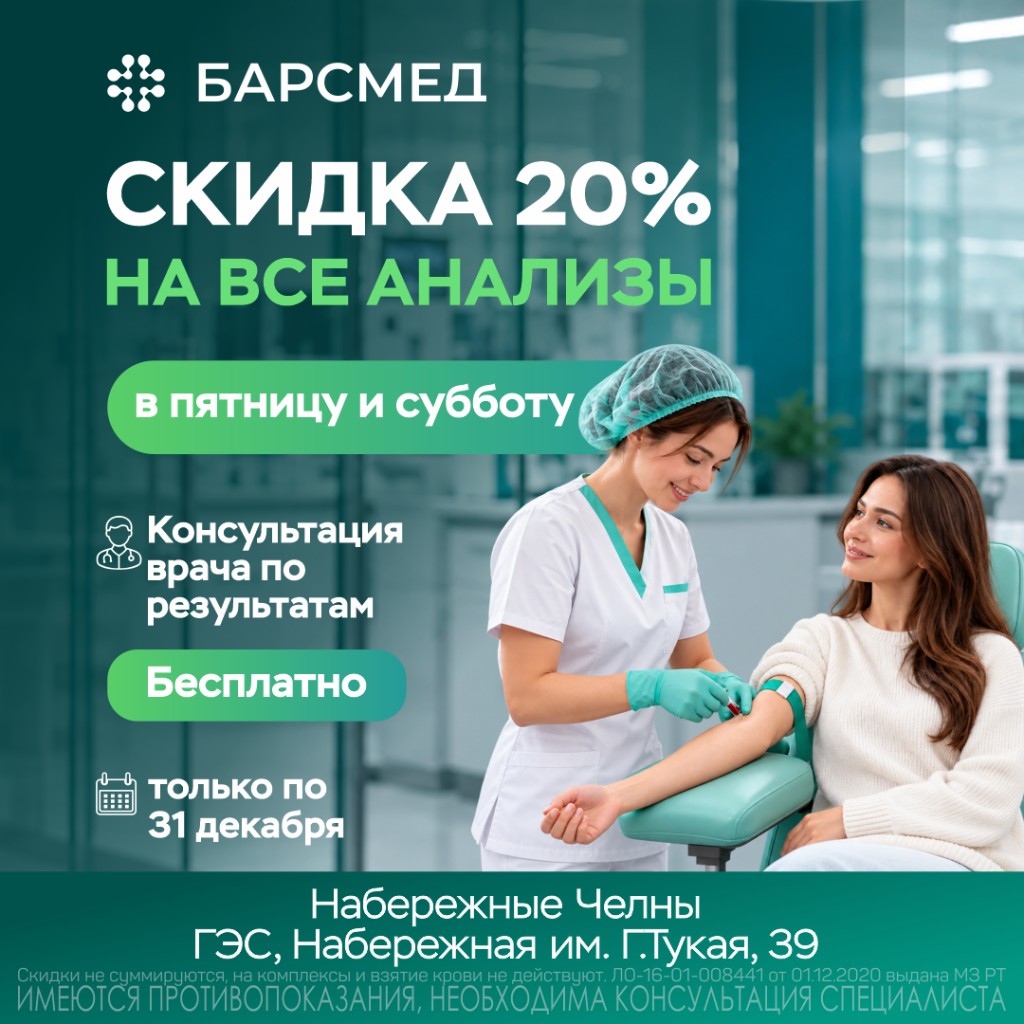 Скидка 20% на все анализы